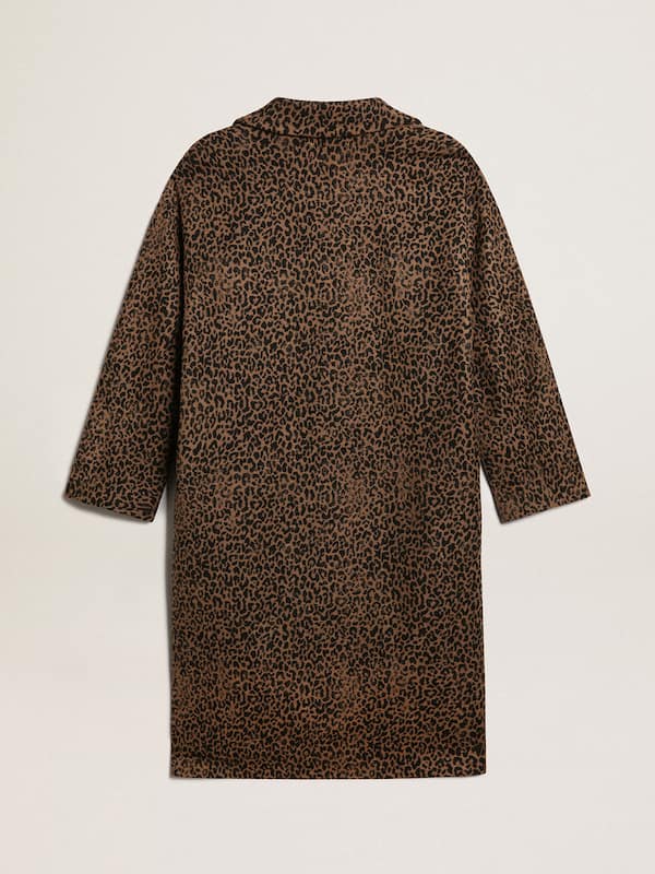 Golden Goose - Women's single-breasted cocoon coat in wool with jacquard motif in 