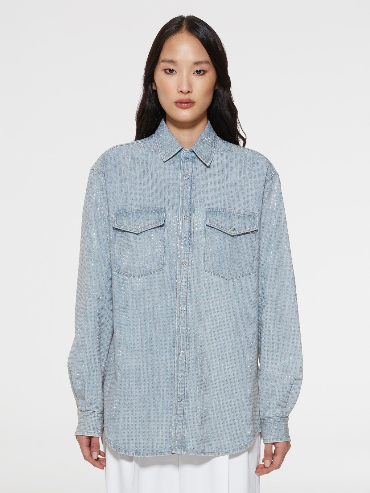 Golden Goose - Becca denim shirt with rhinestones in 