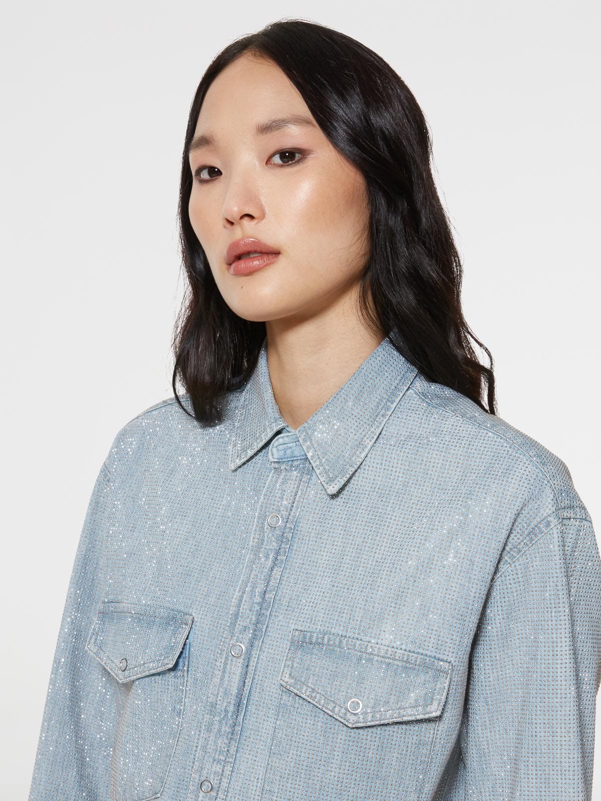 Golden Goose - Becca denim shirt with rhinestones in 