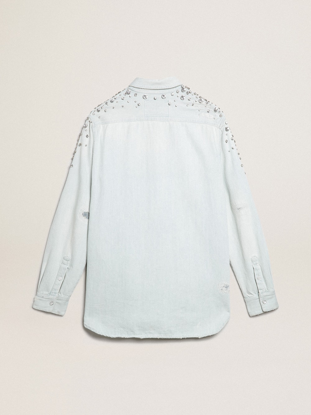 Golden Goose - Women's bleached boyfriend shirt with cabochon crystals in 