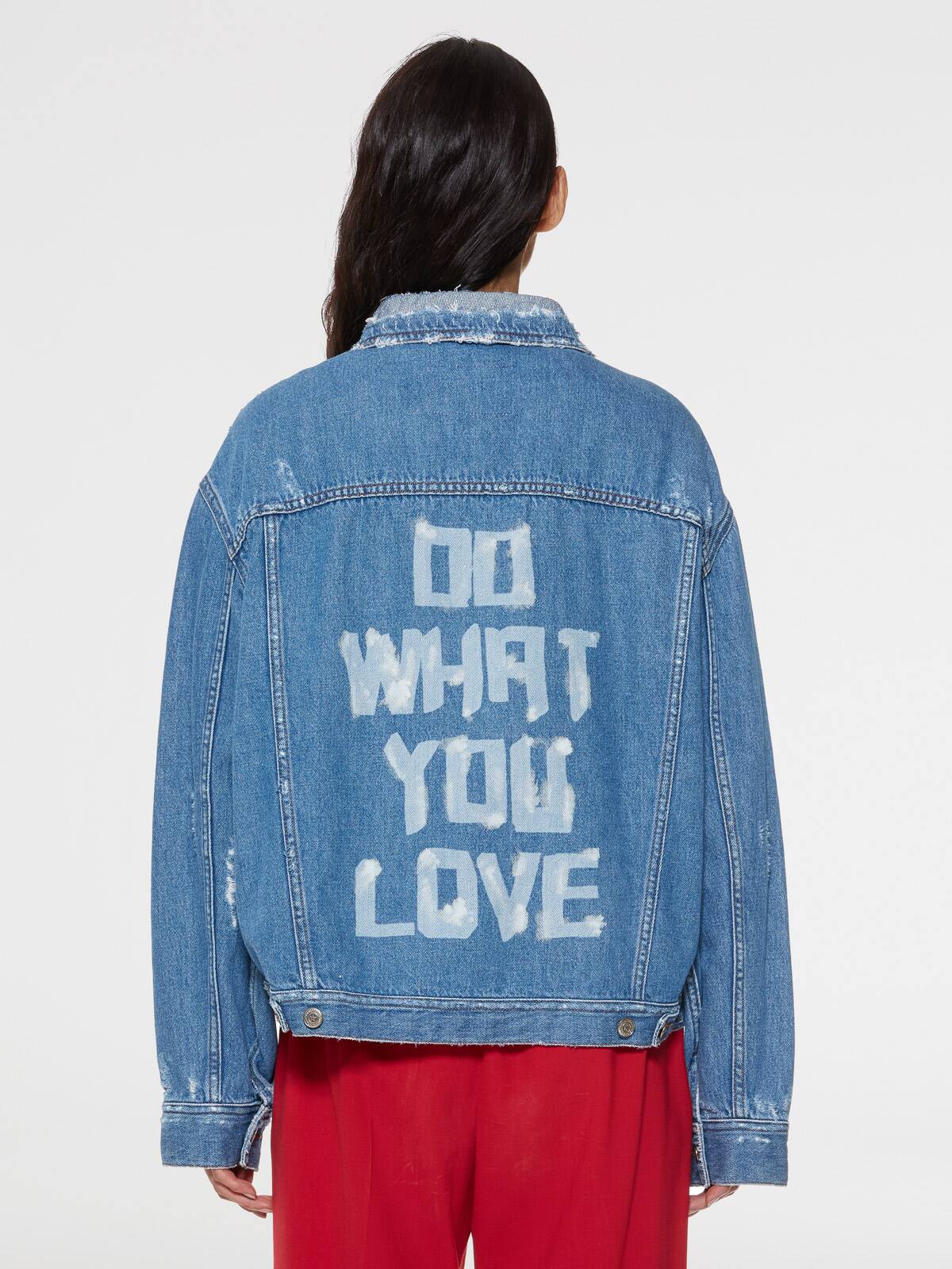 Golden Goose - Babette jacket in denim with contrasting lettering on the back in 