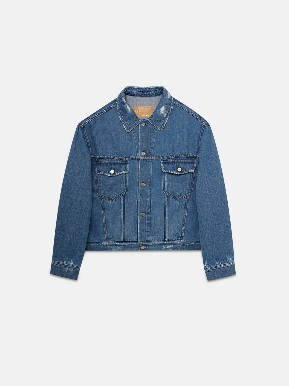 Golden Goose - Babette jacket in denim with contrasting lettering on the back in 