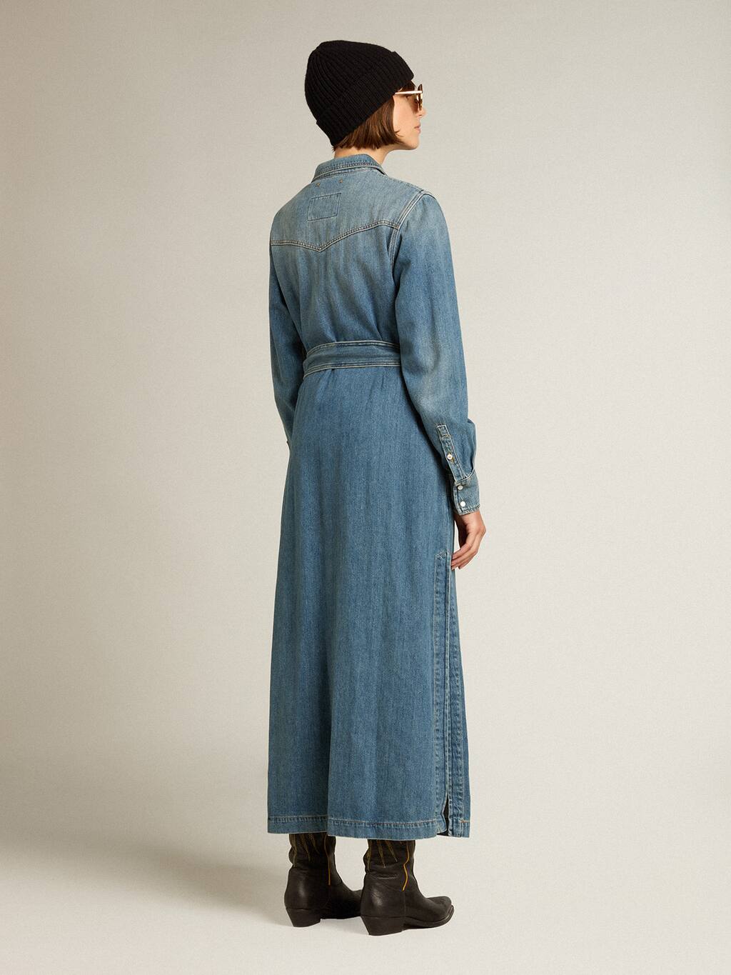 TOM TAILOR Denim Vestito Donna Mini Abito Manica Corta Con Fiocco In Vita - Taglia Regolare, Viscosa Fluida