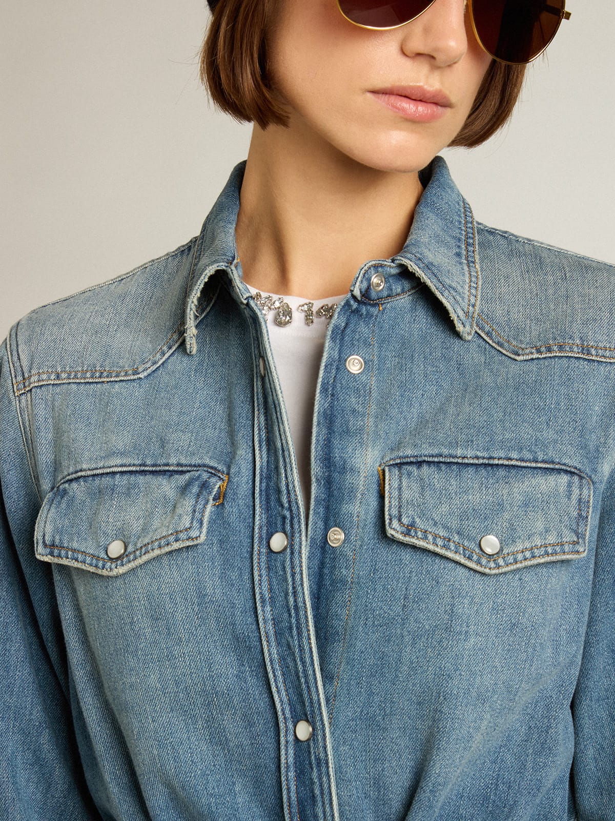 Women's denim shirt dress | Golden Goose