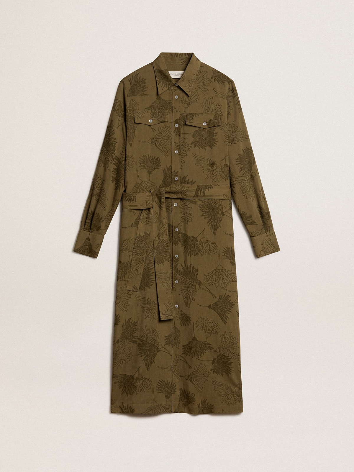 Golden Goose - Women's viscose and cotton shirt dress with floral print in 