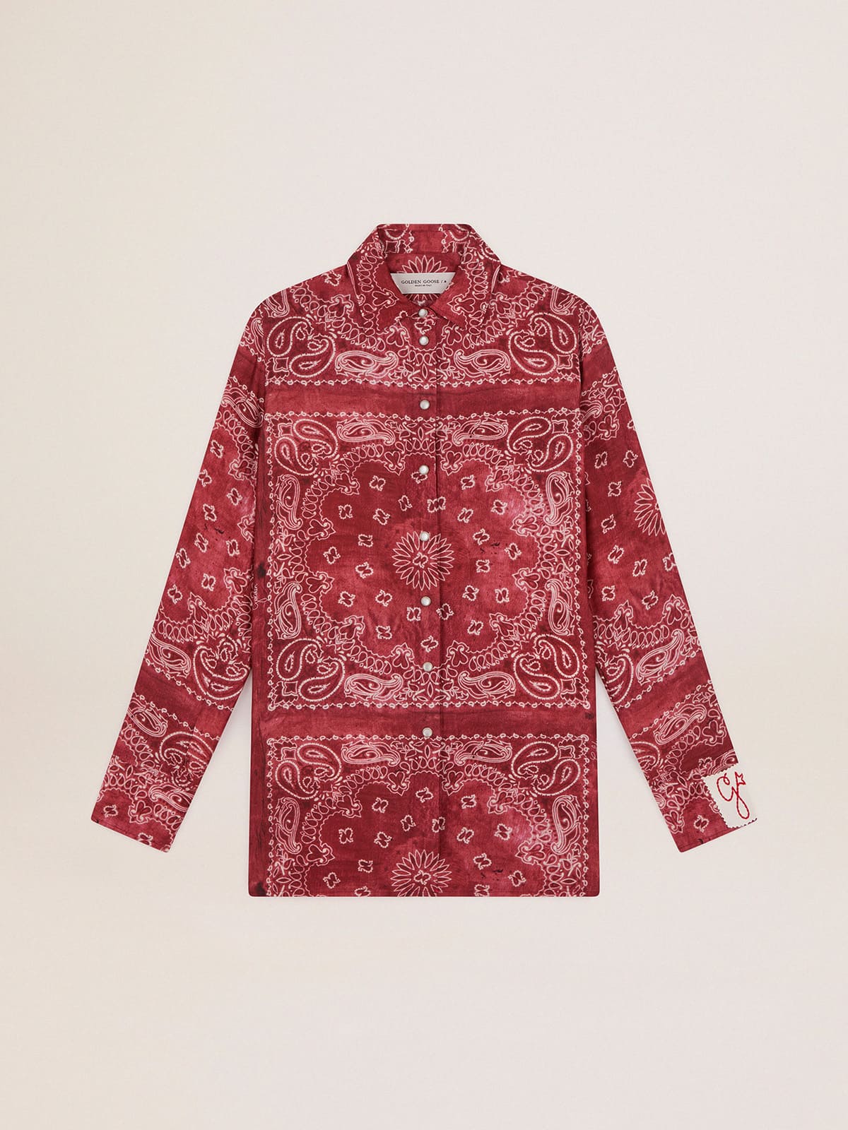 Golden Goose - Women's burgundy pajama shirt with paisley print in 