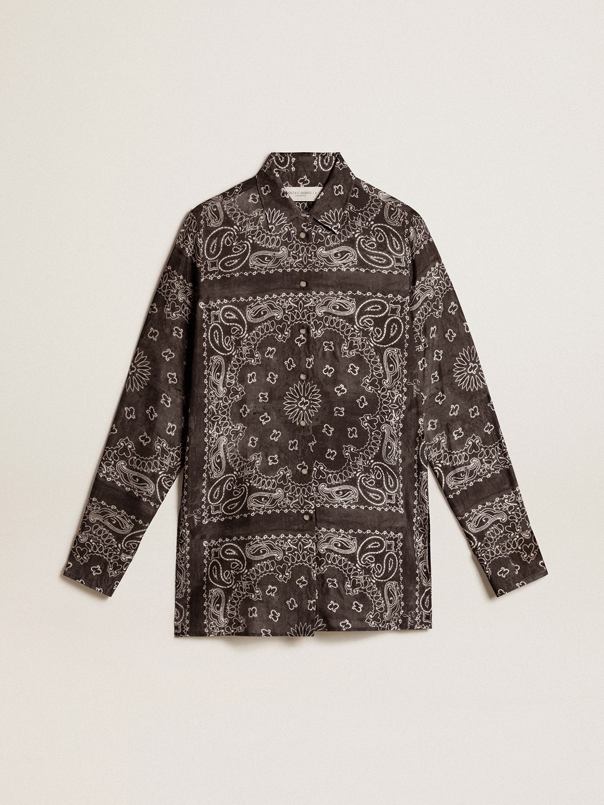 Golden Goose - Camicia pigiama di colore antracite con stampa paisley in 