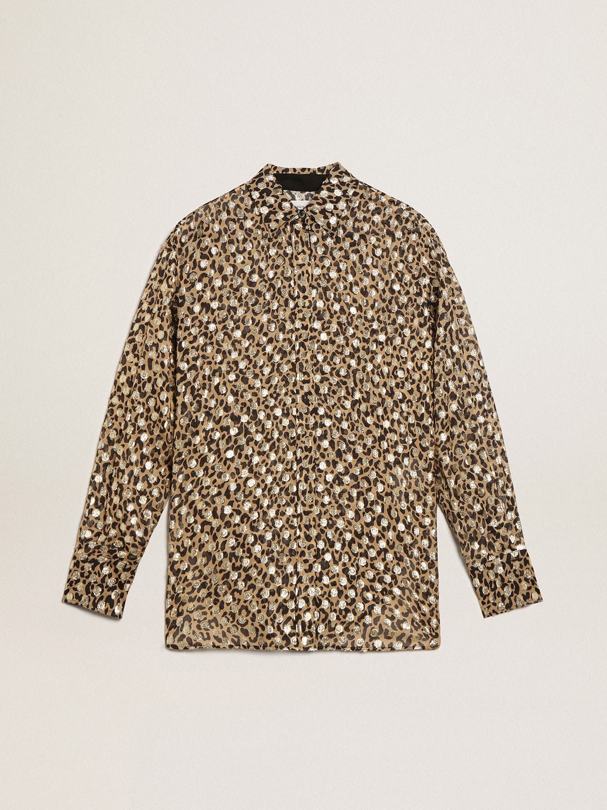 Golden Goose - Camisa boyfriend con estampado animal y fil coupé dorado para mujer in 