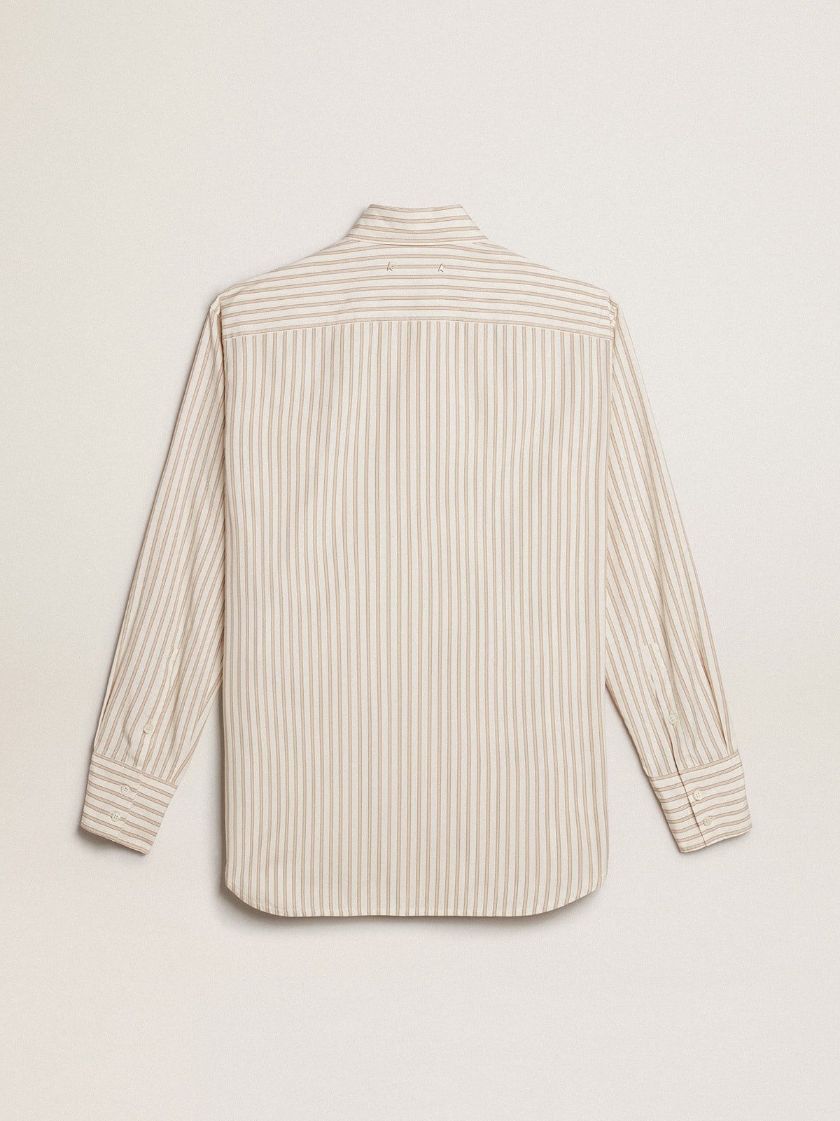 Golden Goose - Women’s white cotton shirt with beige stripes in 