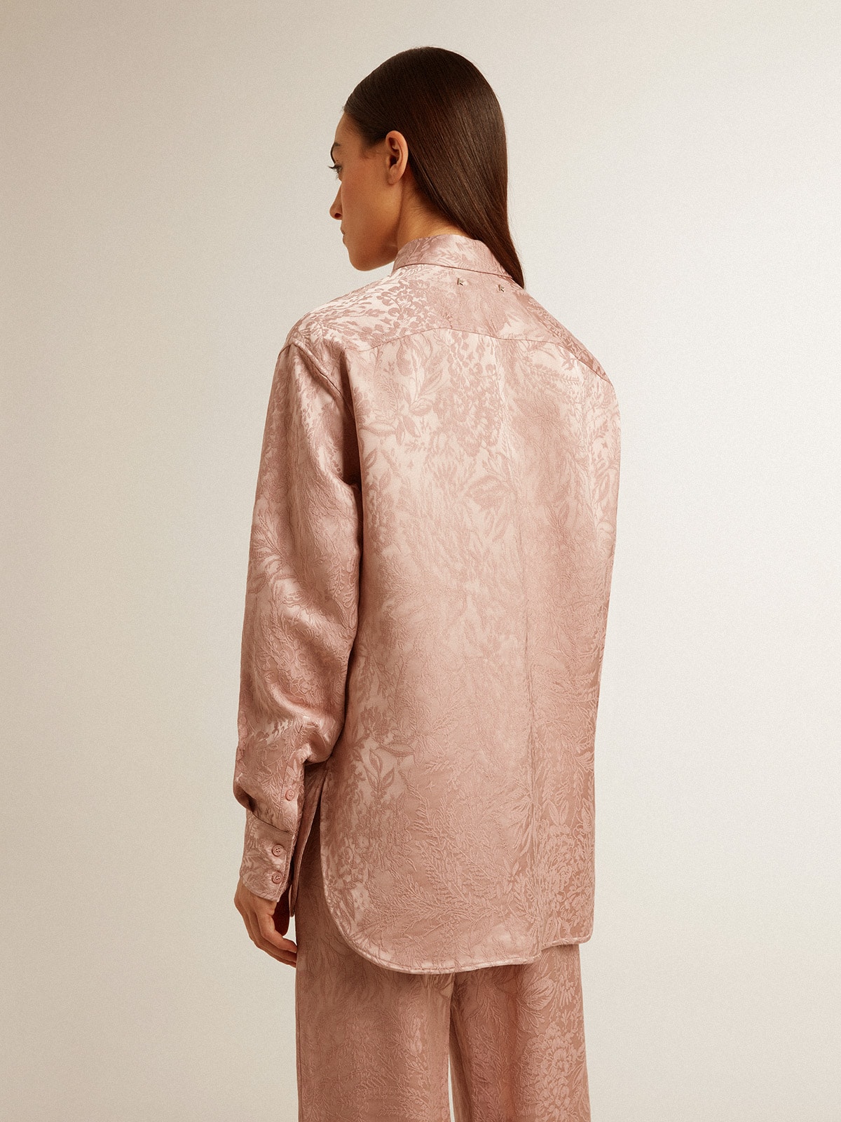 Golden Goose - Camisa feminina de viscose rosa com estampa floral in 