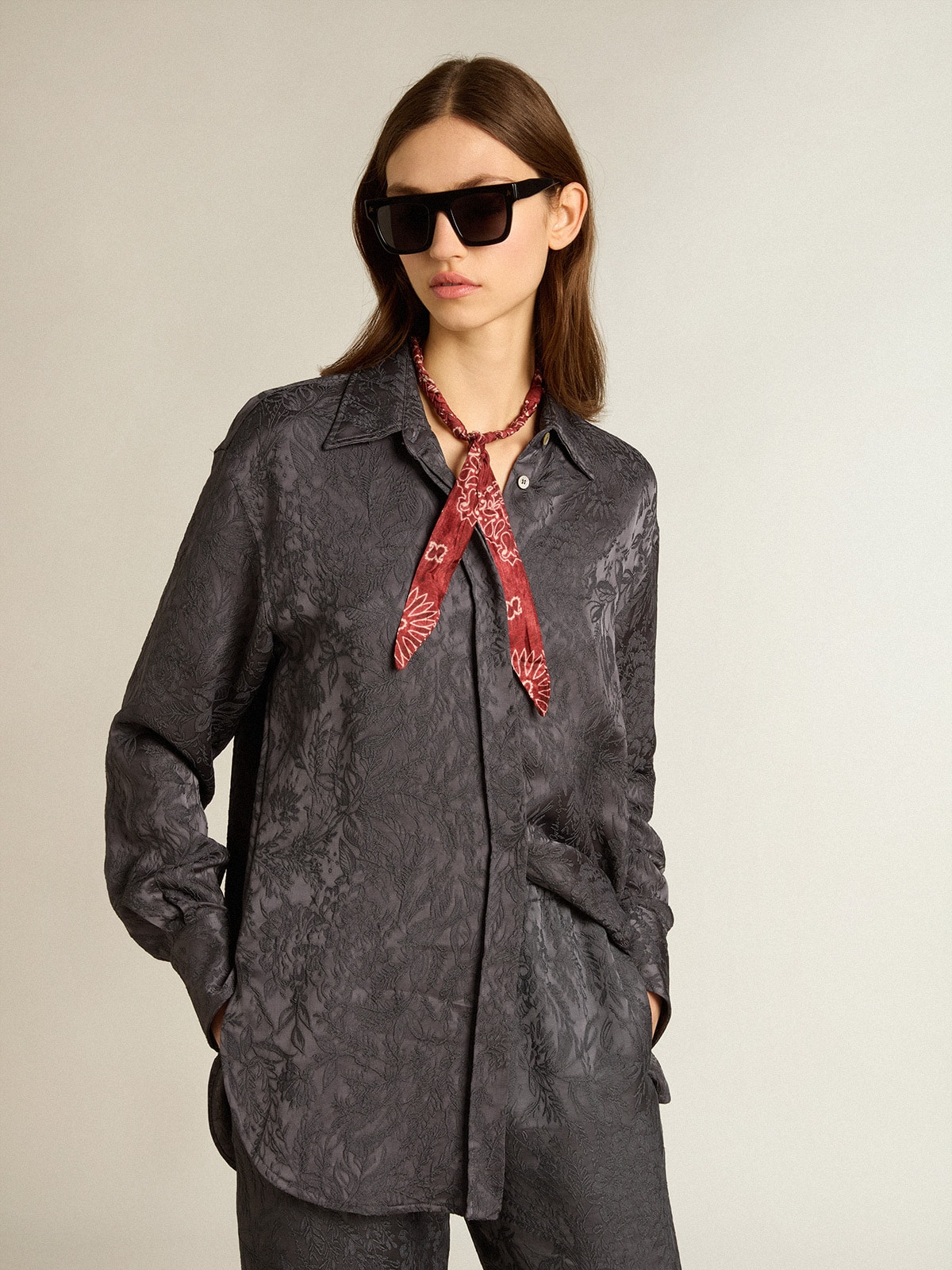 Golden Goose - Jacquard shirt with all-over toile de jouy pattern in 