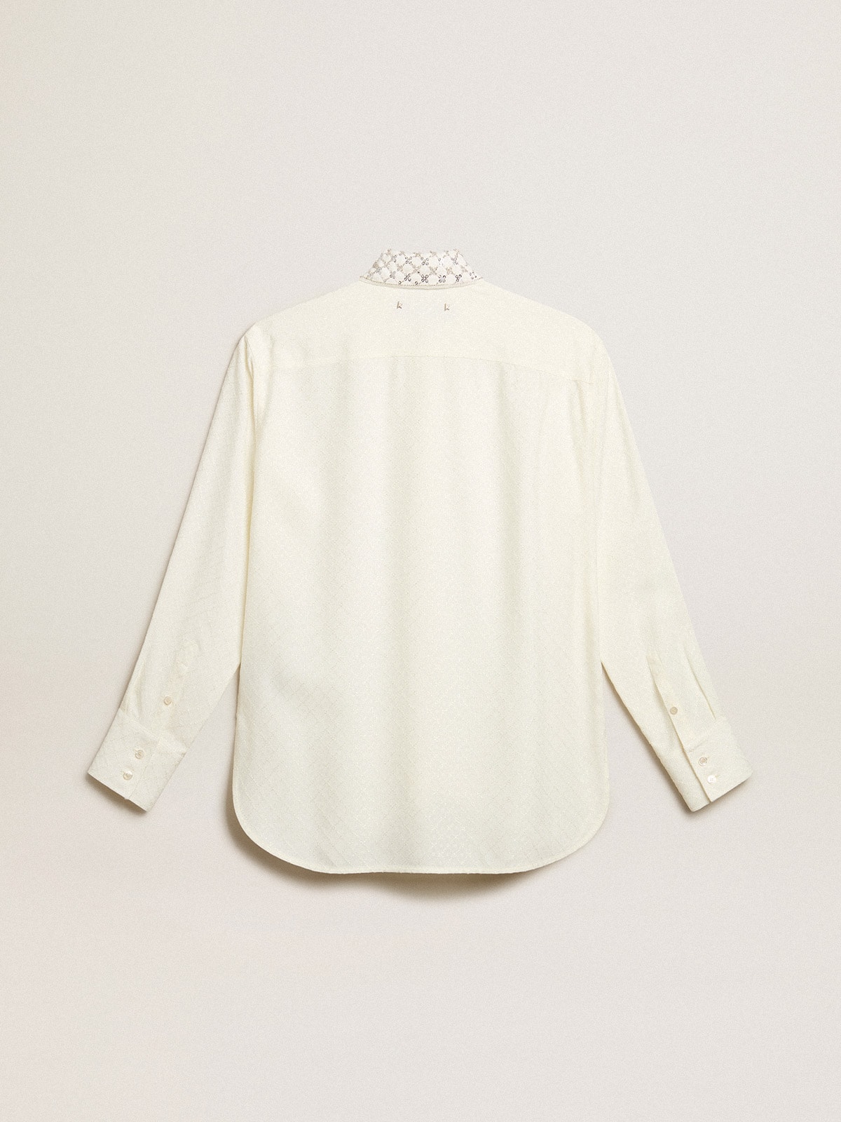 Golden Goose - Shirt in vintage white with jacquard design and embroidery in 