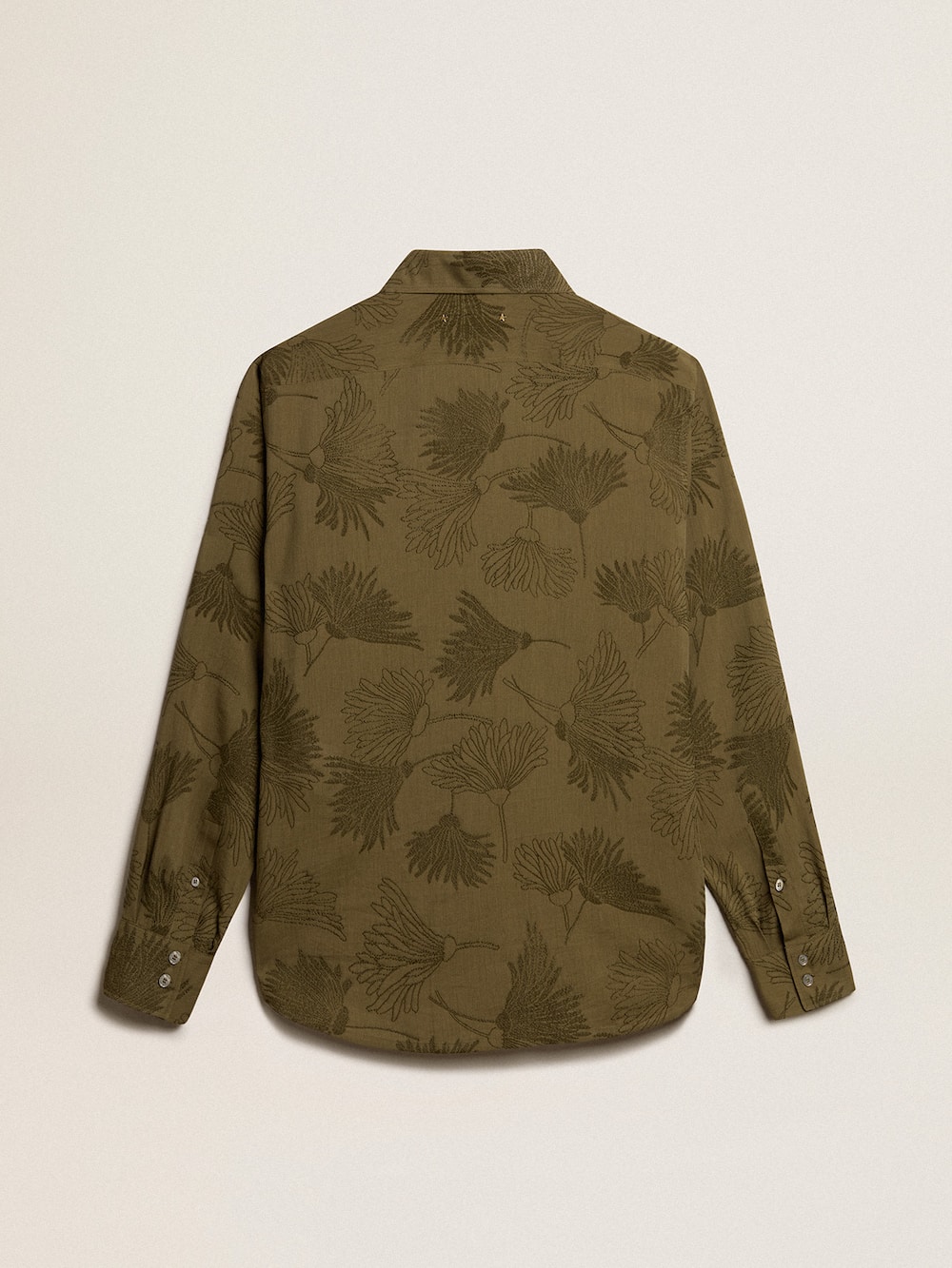 Golden Goose - Camicia da donna in viscosa misto cotone color oliva con motivo floreale in 