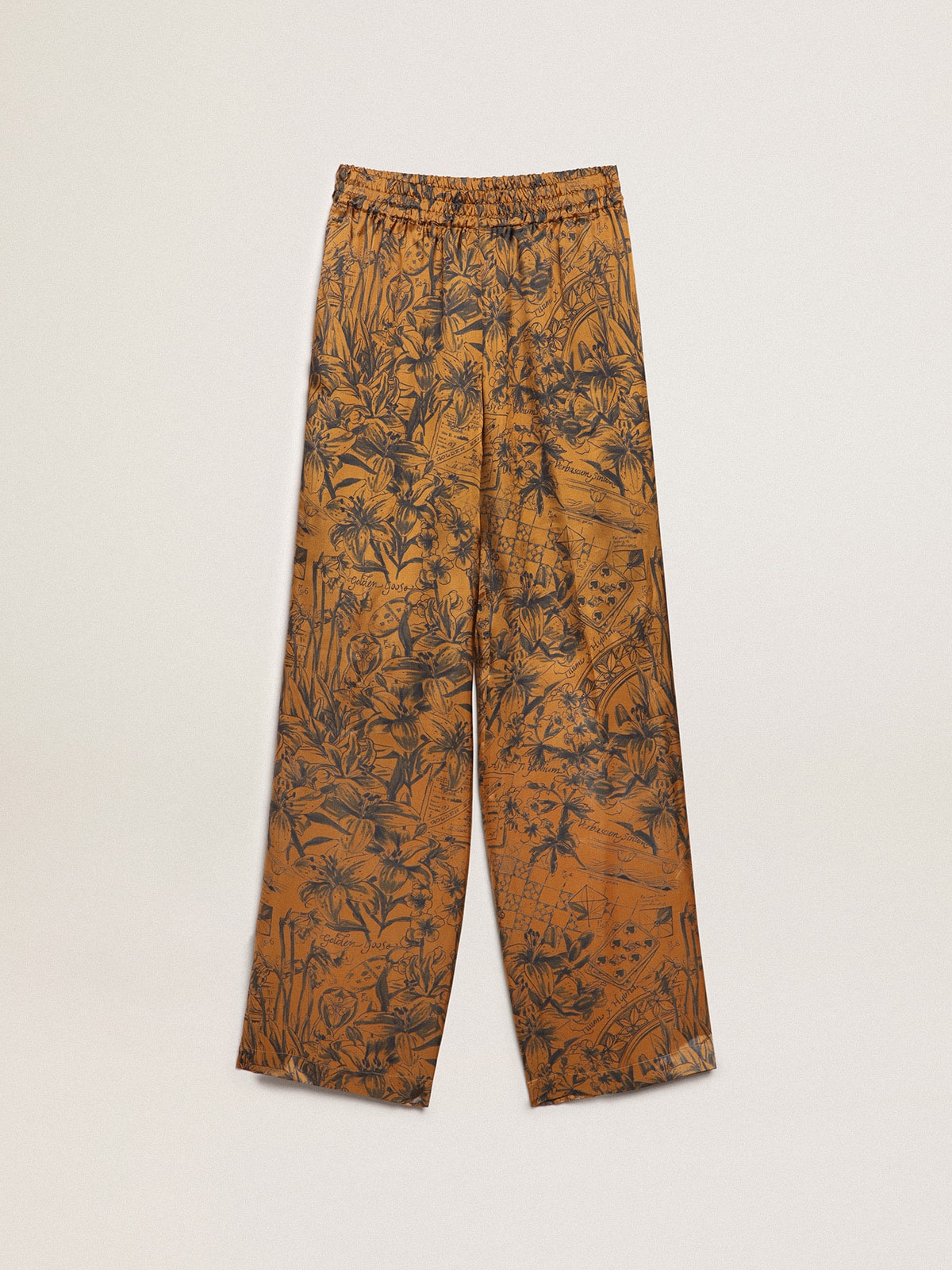 Women's joggers in golden brown with notebook print