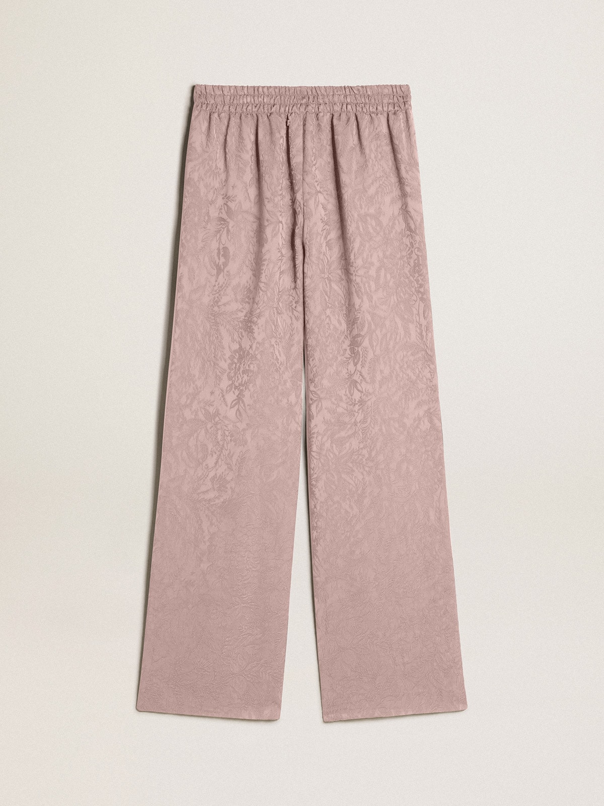 Golden Goose - Pantalón de mujer de viscosa color rosa con motivo floral in 