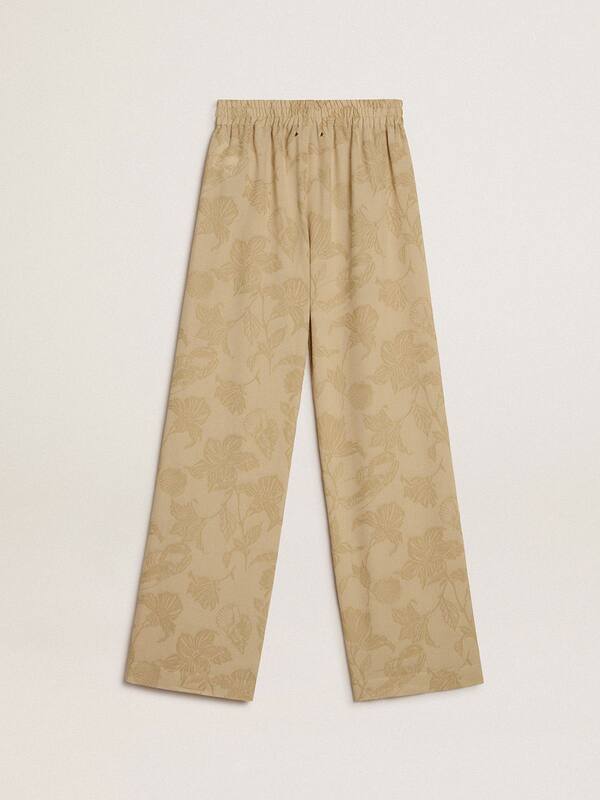 Golden Goose - Women's pajama pants in beige jacquard with floral pattern in 