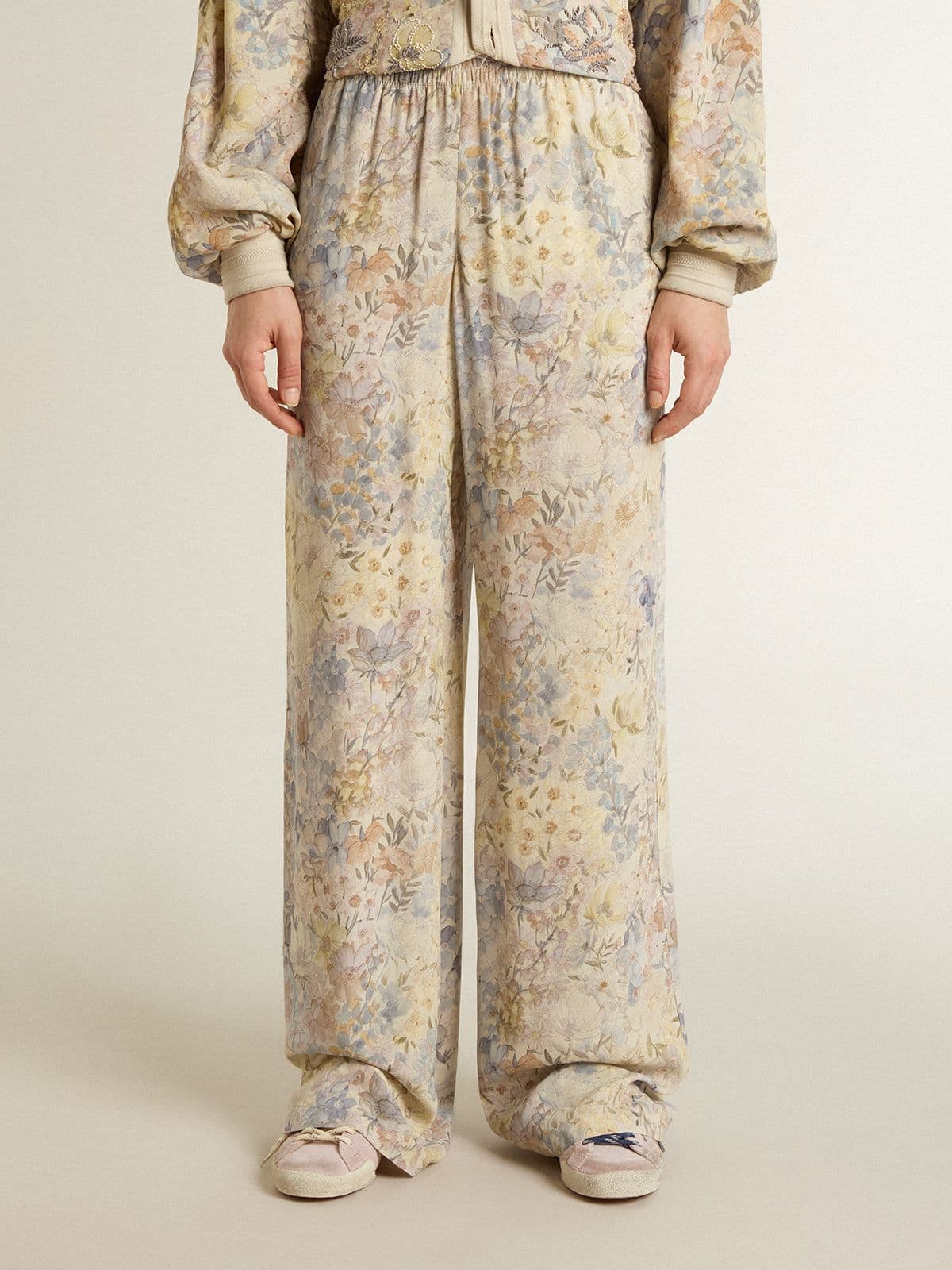 Golden Goose - Pantalone jogging da donna multicolor con stampa floreale in 