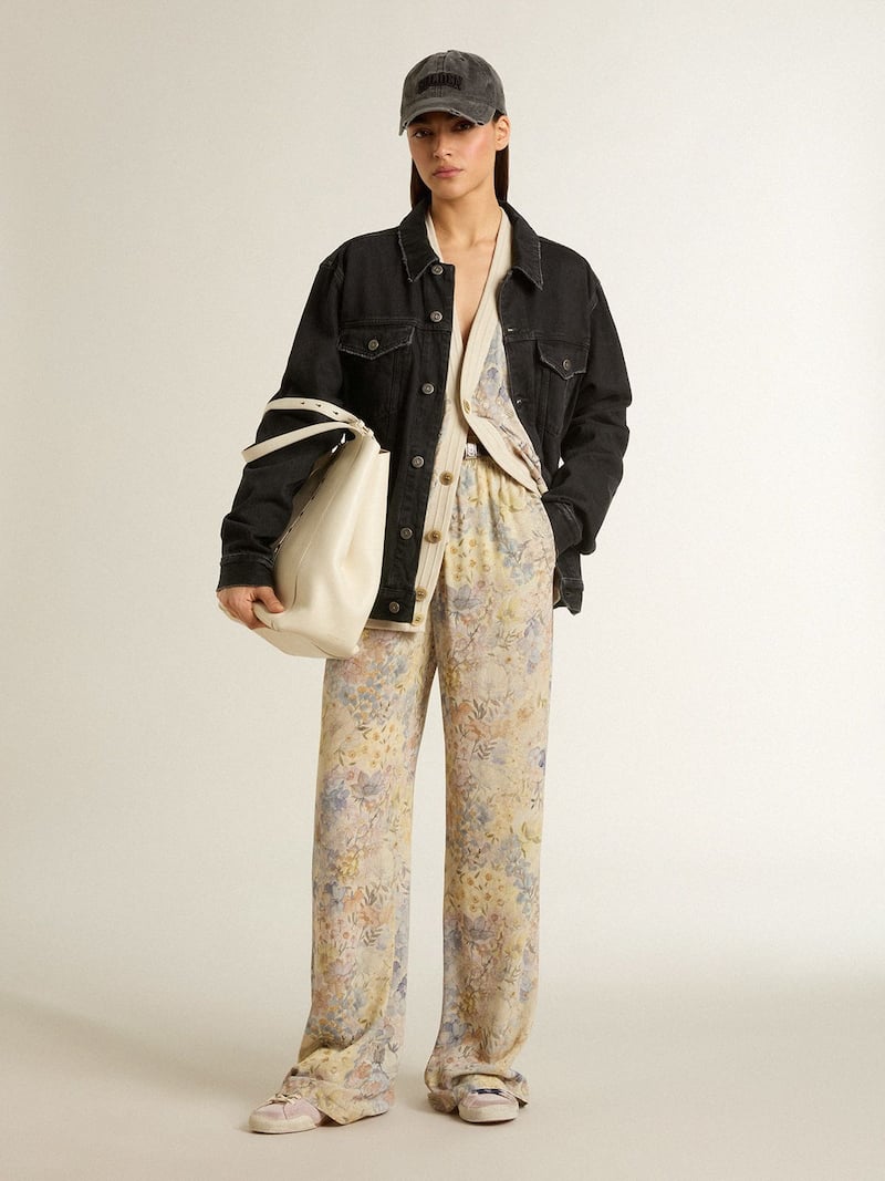 Pantalone jogging da donna multicolor con stampa floreale
