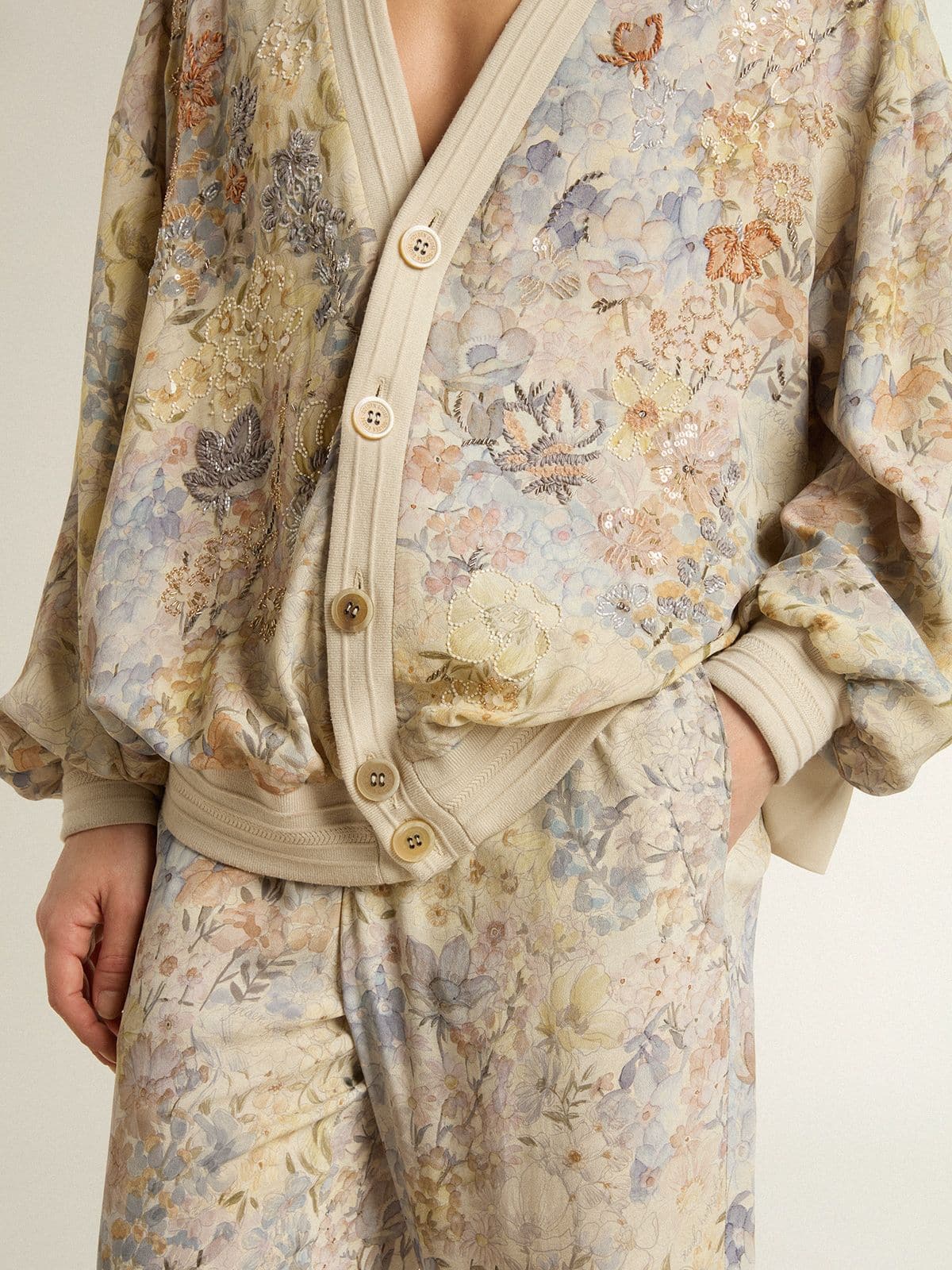 Golden Goose - Pantalone jogging da donna multicolor con stampa floreale in 