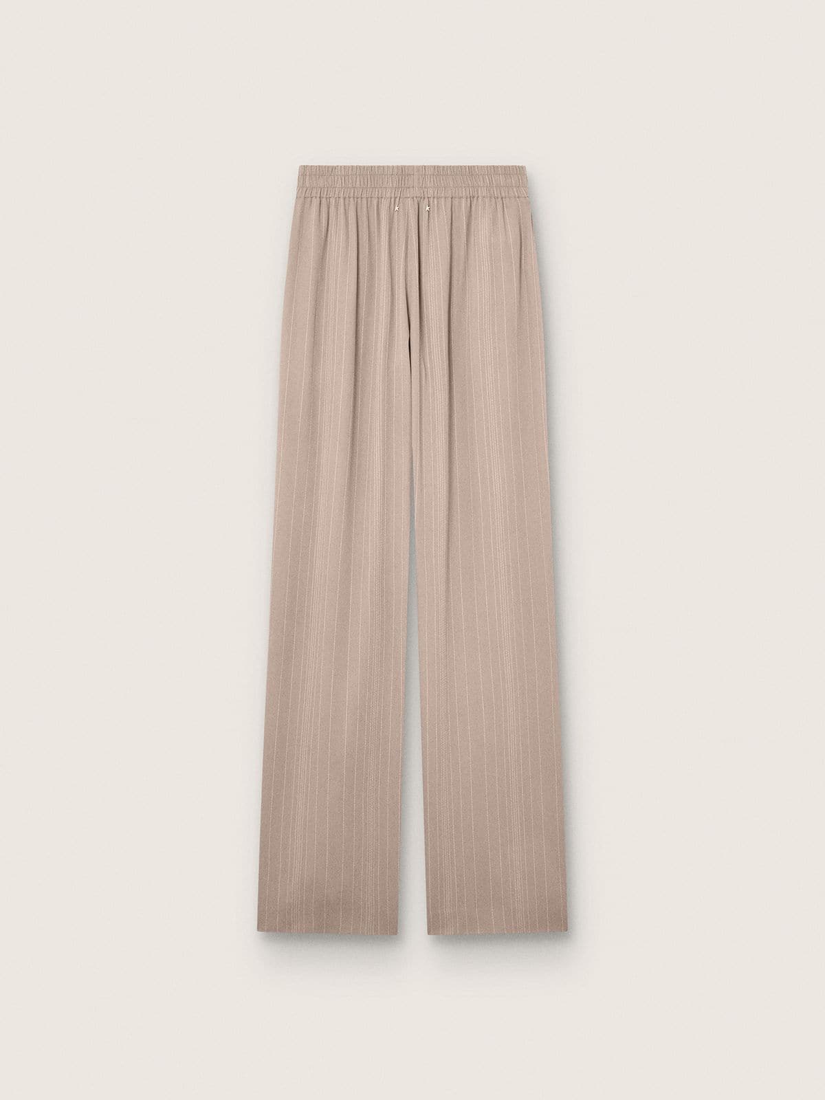 Pantaloni da Donna in misto lana color grigio con motivo gessato e vita elasticizzata