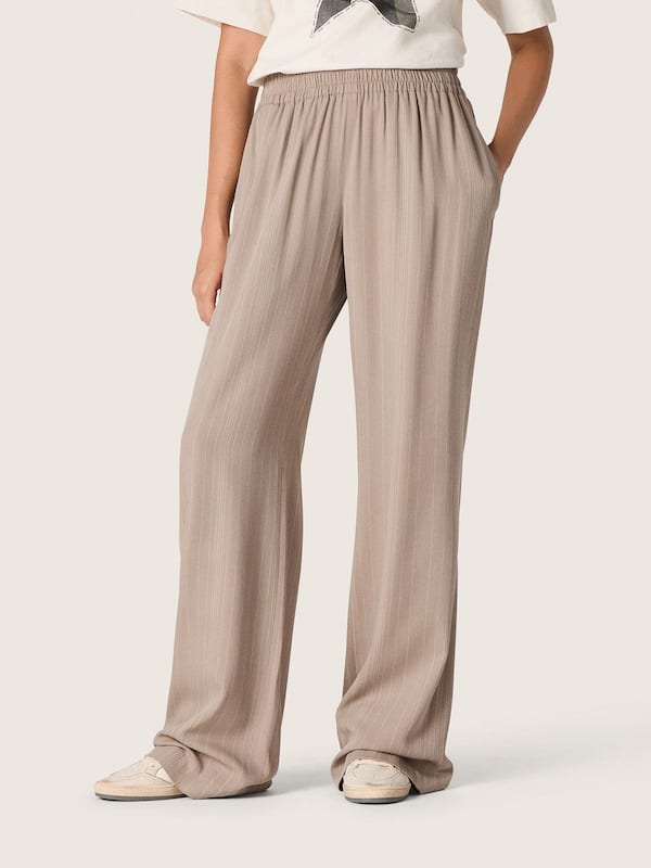 Golden Goose - Women's pants in gray wool blend with pinstripe motif and elasticated waist in 