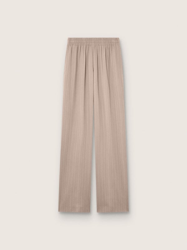 Golden Goose - Women's pants in gray wool blend with pinstripe motif and elasticated waist in 