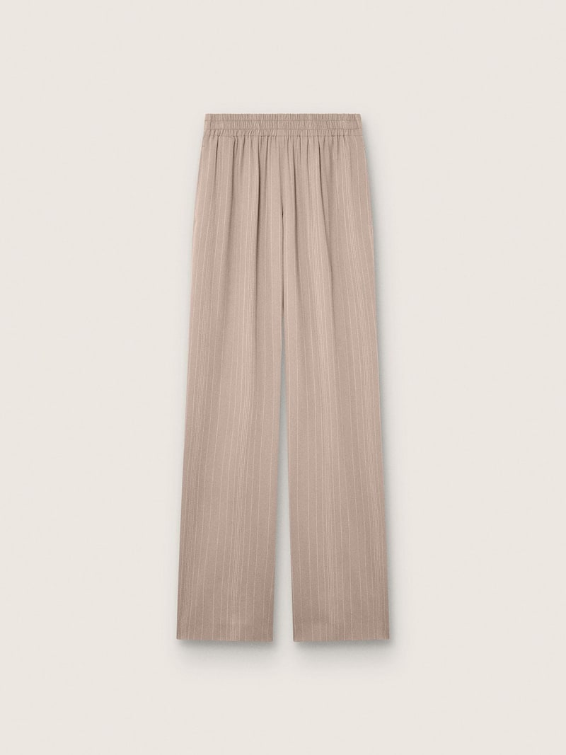 Pantaloni da Donna in misto lana color grigio con motivo gessato e vita elasticizzata