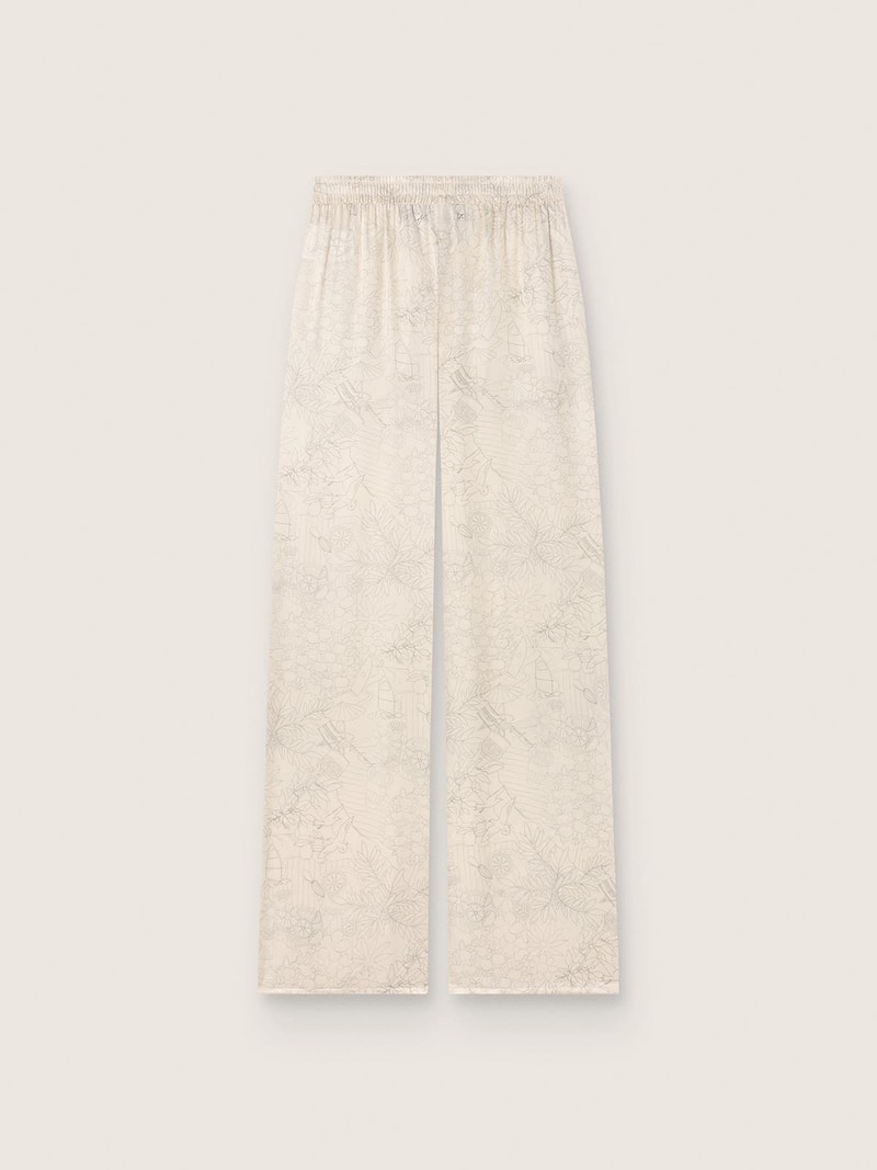 Golden Goose - Pantalon femme en satin de soie m&eacute;lang&eacute;e jacquard ivoire in 
