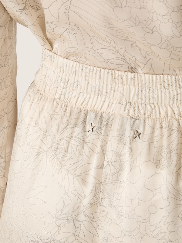 Golden Goose - Women's pants in ivory silk blend jacquard satin in 