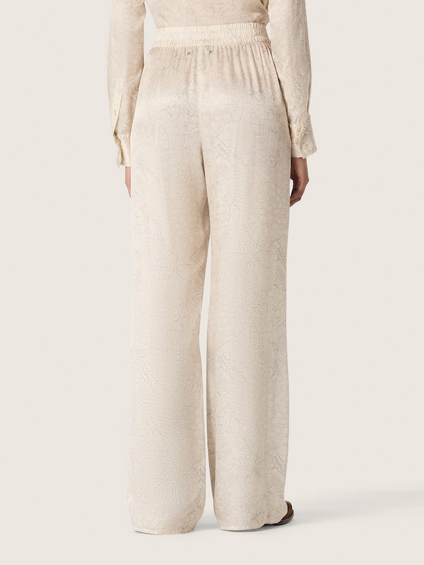Golden Goose - Women's pants in ivory silk blend jacquard satin in 
