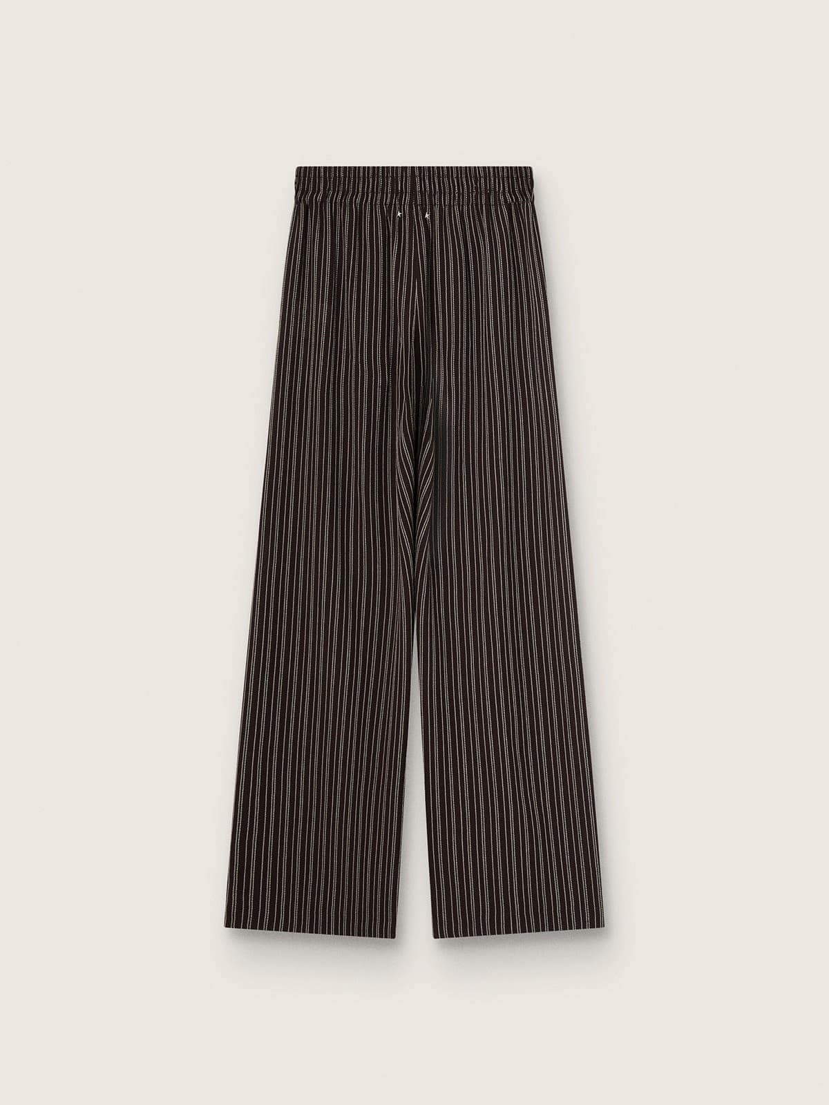 Women's sweatpants in brown pinstripe wool