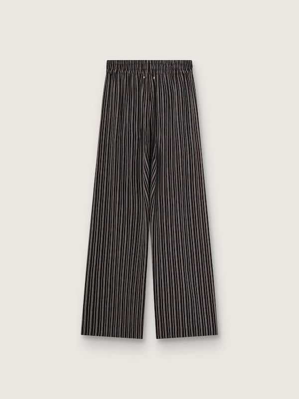 Pantalon de jogging femme en laine ray&eacute;e marron