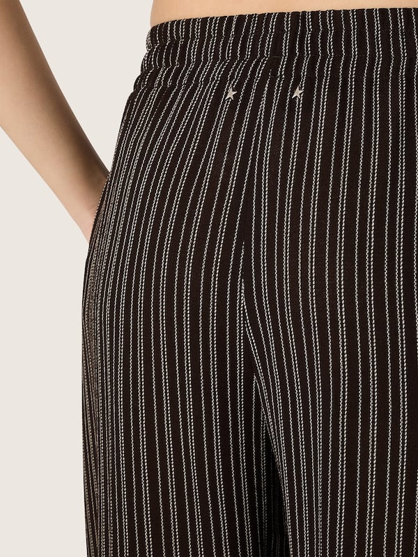 Golden Goose - Women's sweatpants in brown pinstripe wool in 