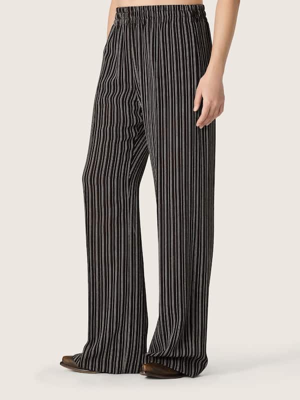 Golden Goose - Women's sweatpants in brown pinstripe wool in 
