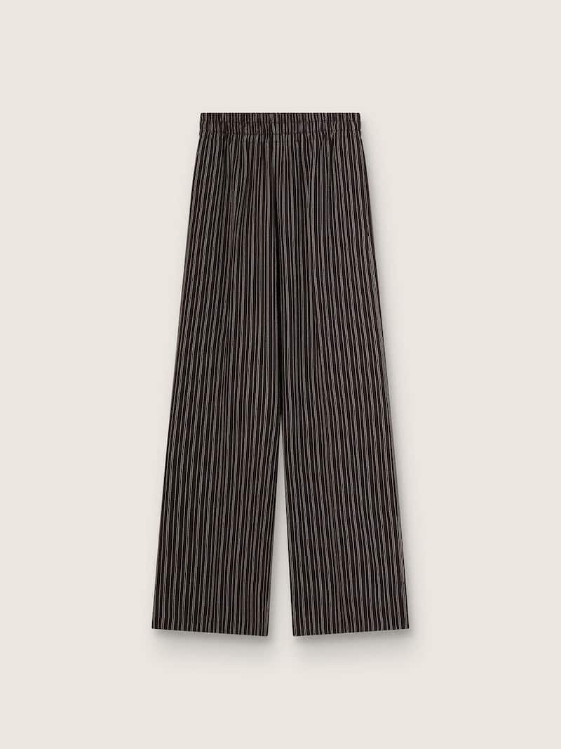 Women's sweatpants in brown pinstripe wool