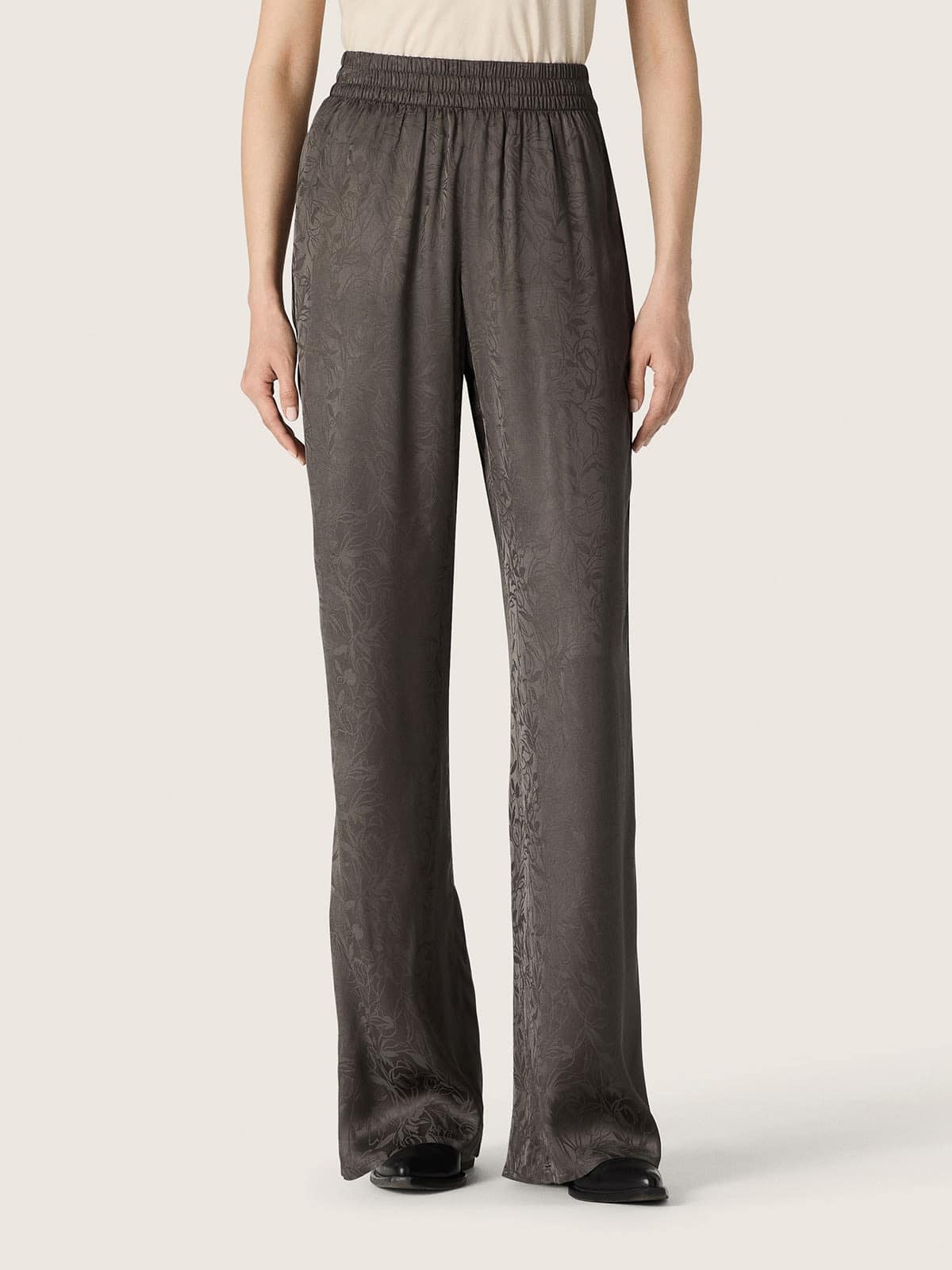 Golden Goose - Schwarze Damenhose aus Jacquardsatin in 