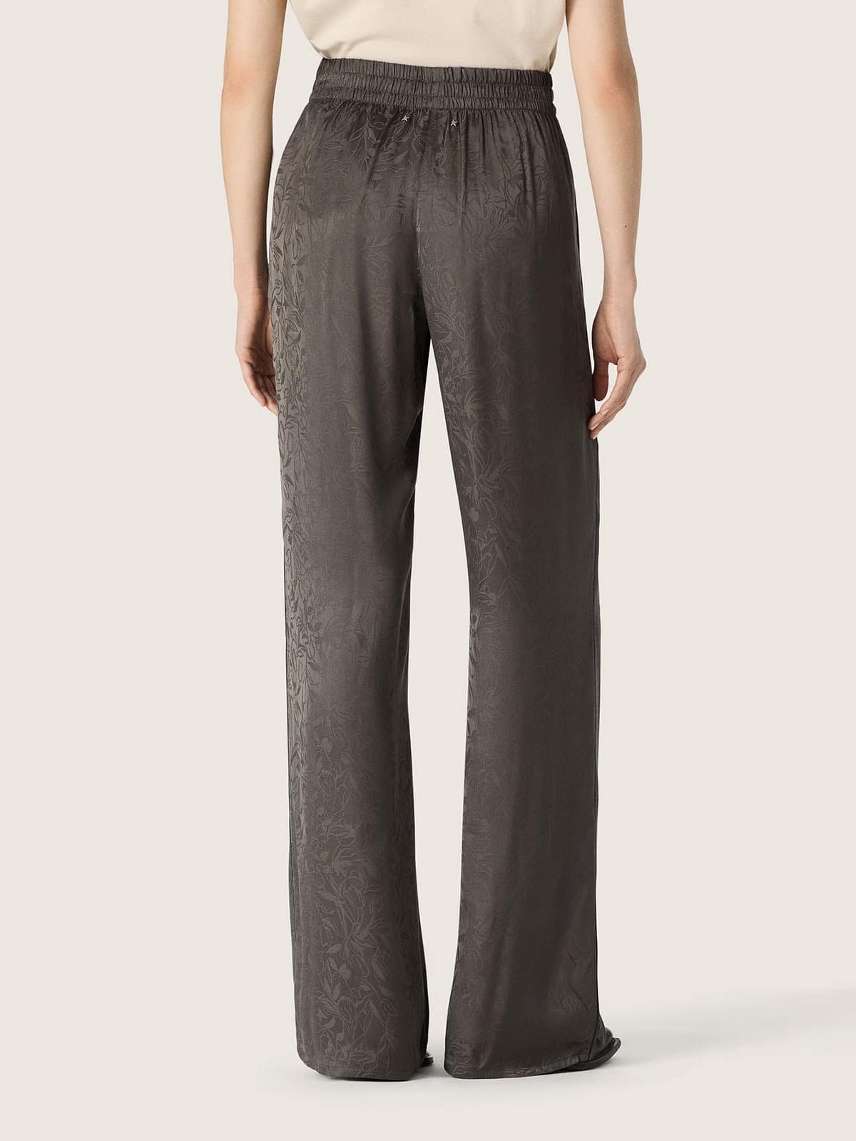 Golden Goose - Schwarze Damenhose aus Jacquardsatin in 