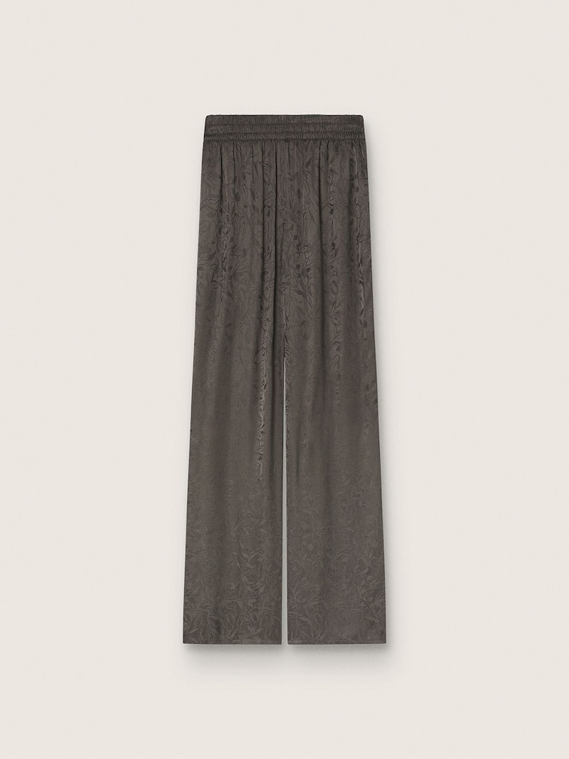 Pantal&oacute;n de mujer en raso jacquard negro