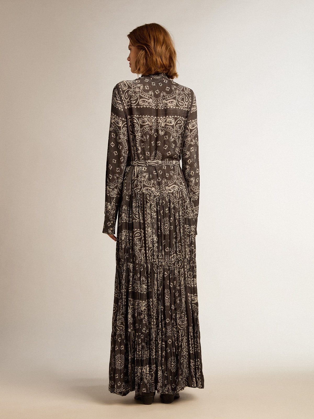 Golden Goose - Anthracite-gray shirt dress with paisley print in 