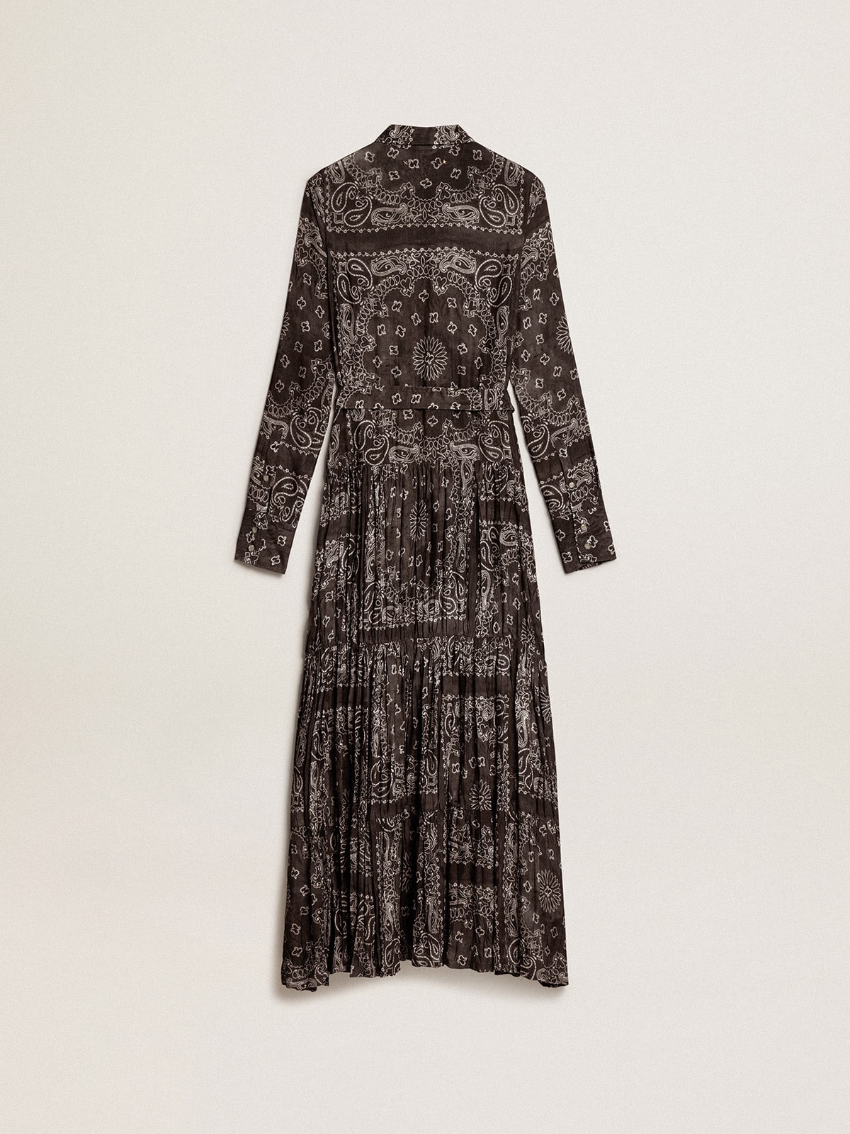 Anthracite gray shirt dress with paisley print Golden Goose