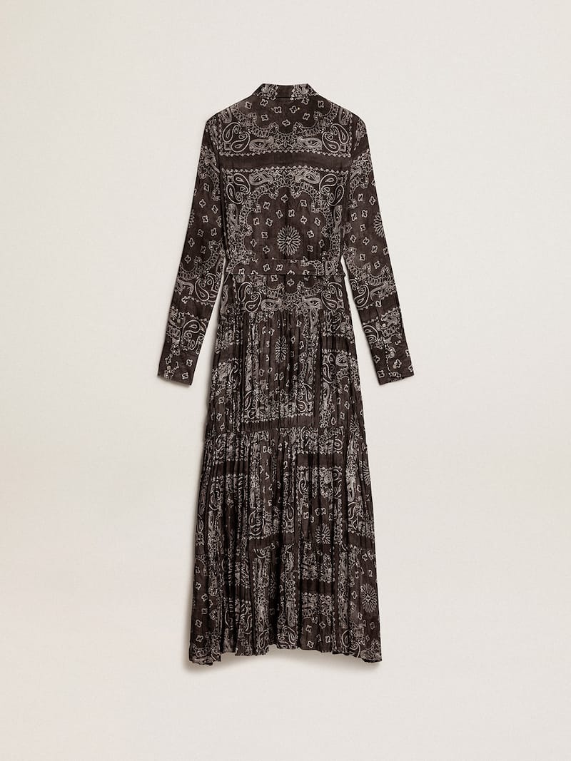 Anthracite-gray shirt dress with paisley print