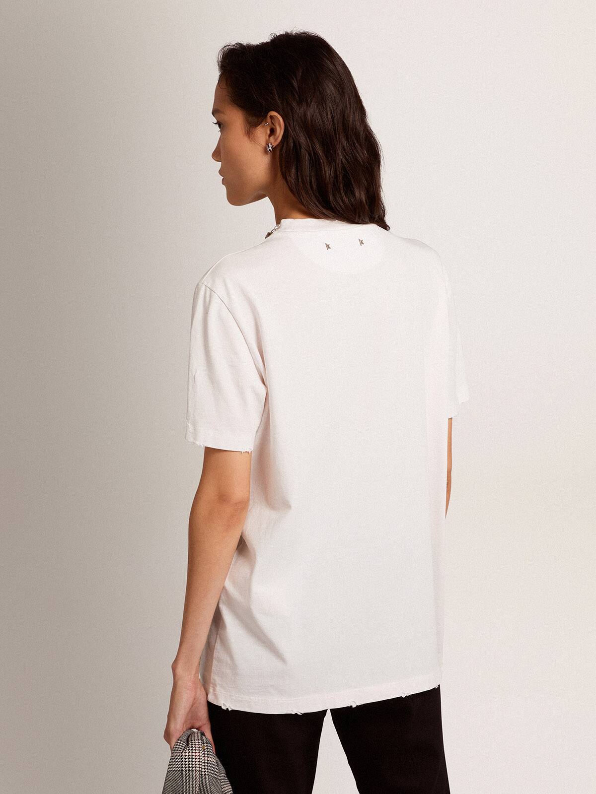 Golden Goose - Golden Collection T-shirt in white with cabochon crystals in 