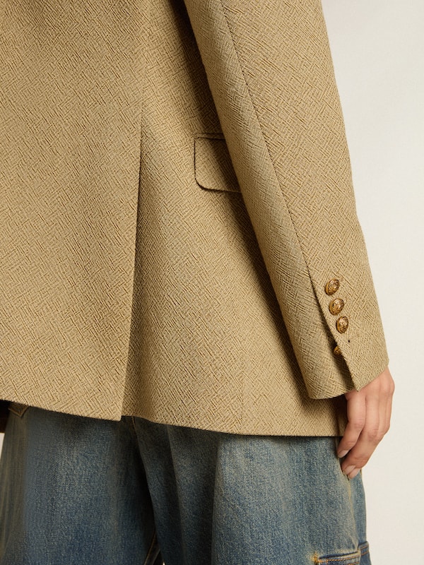 Golden Goose - Blazer doppiopetto in lana da donna di color faggio chiaro  in 
