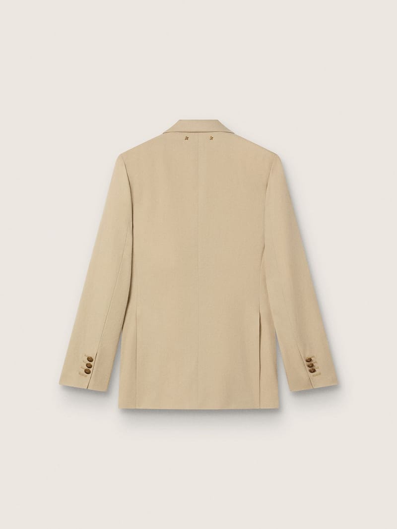 Golden Goose - Blazer doppiopetto donna color sabbia con bottoni araldici dorati in 