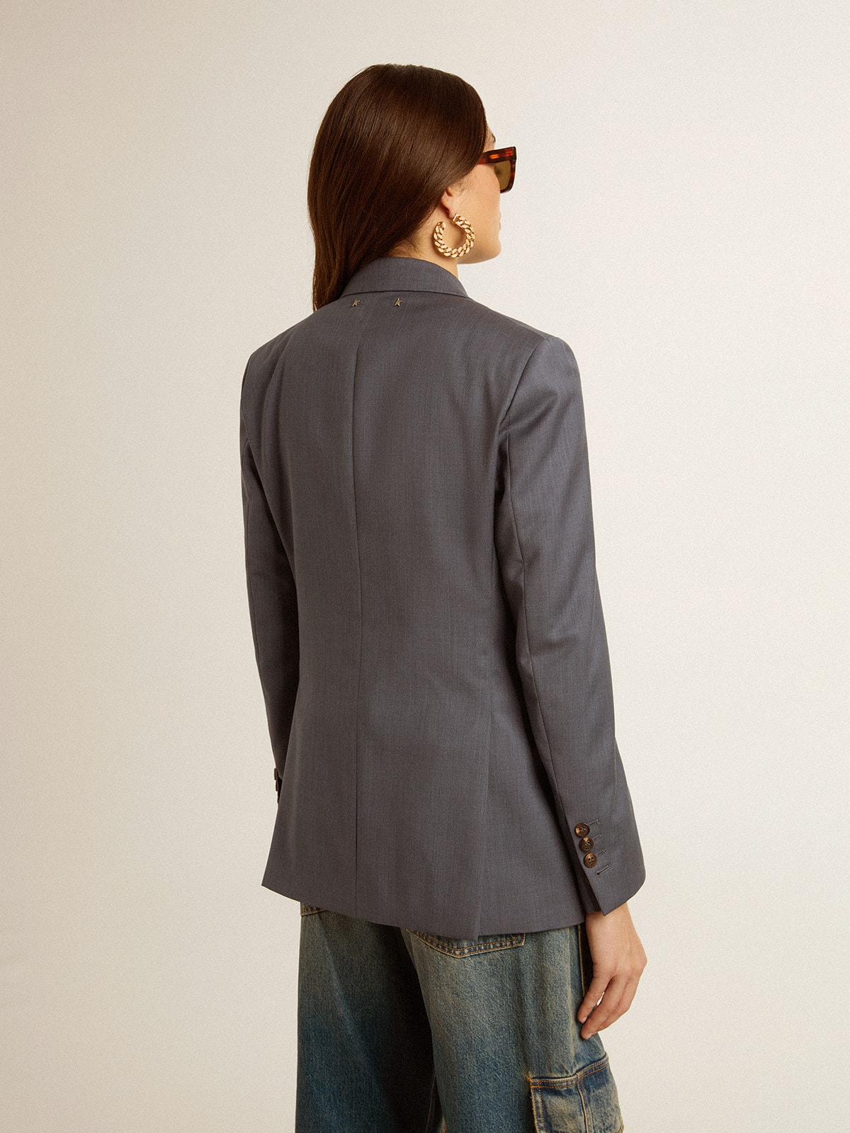 Golden Goose - Women's double-breasted blazer in baby blue in 