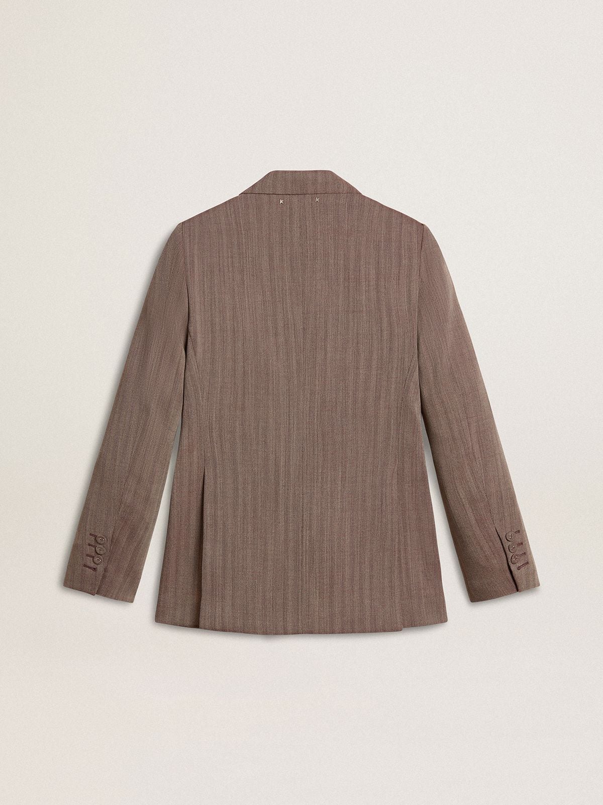 Golden Goose - Blazer doppiopetto da donna in misto lana chevron di colore beige in 