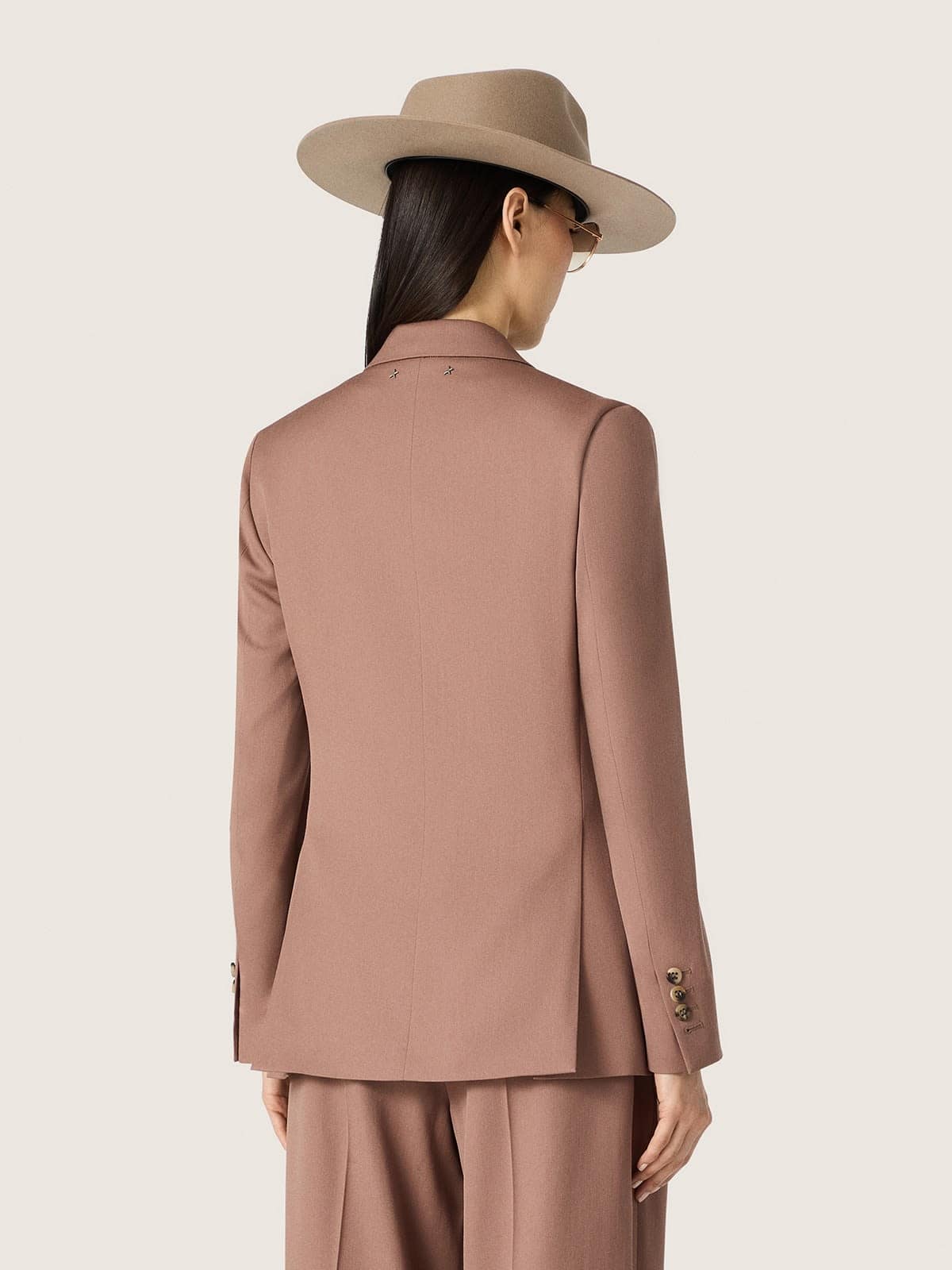 Golden Goose - Women's double-breasted blazer in powder-pink wool in 