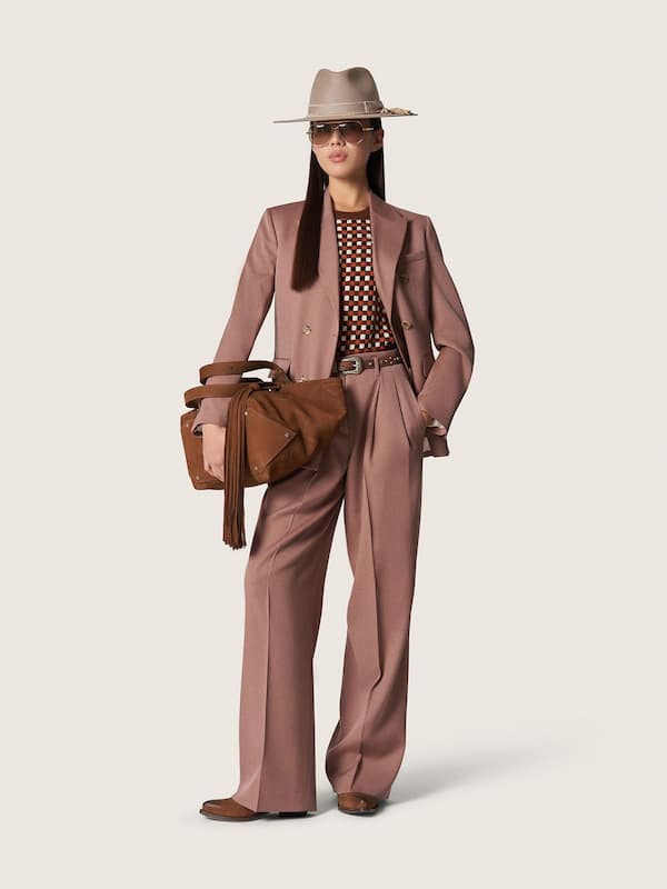 Golden Goose - Women's double-breasted blazer in powder-pink wool in 