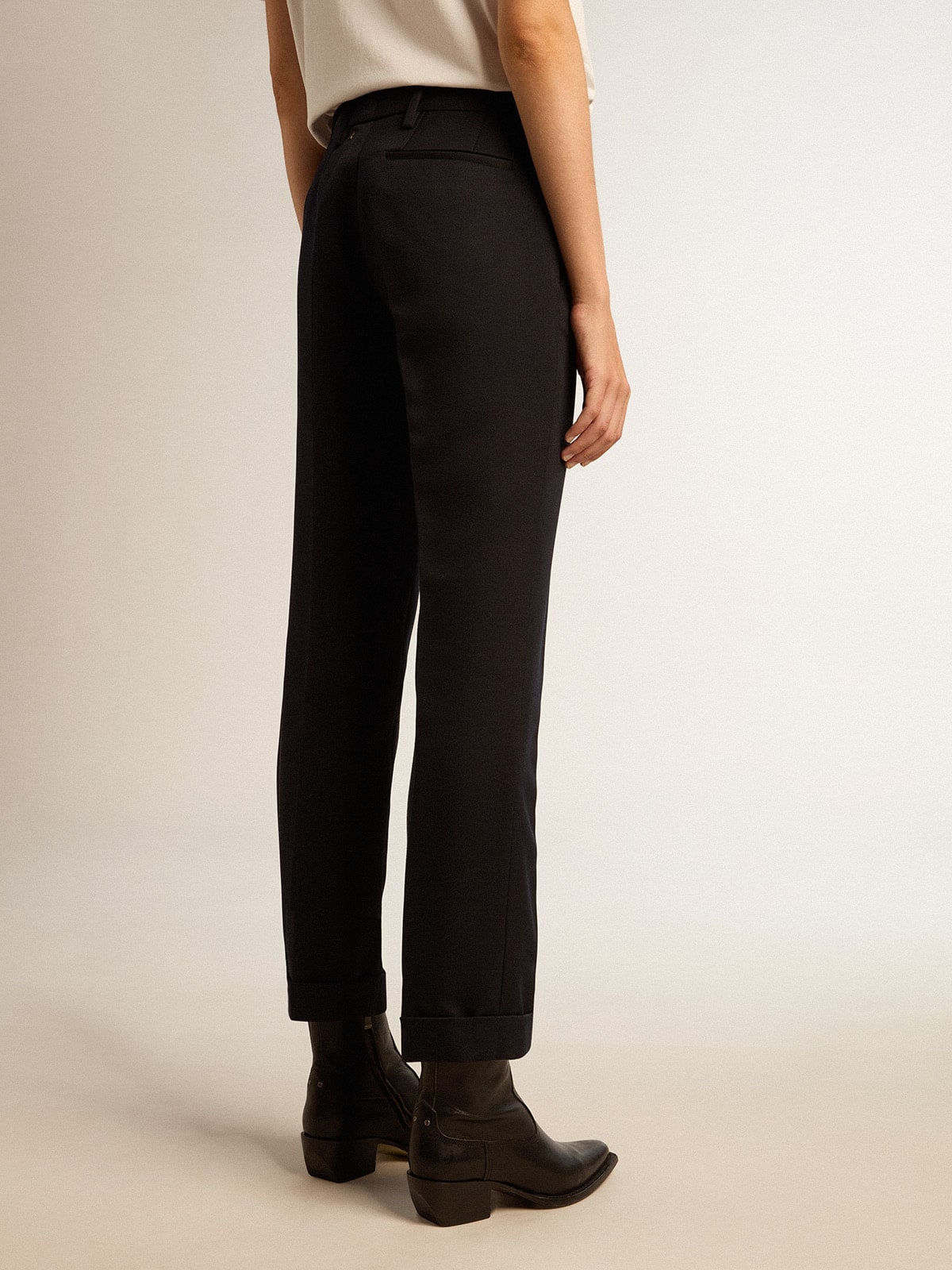 Golden Goose - Women's dark blue wool cigarette pants in 