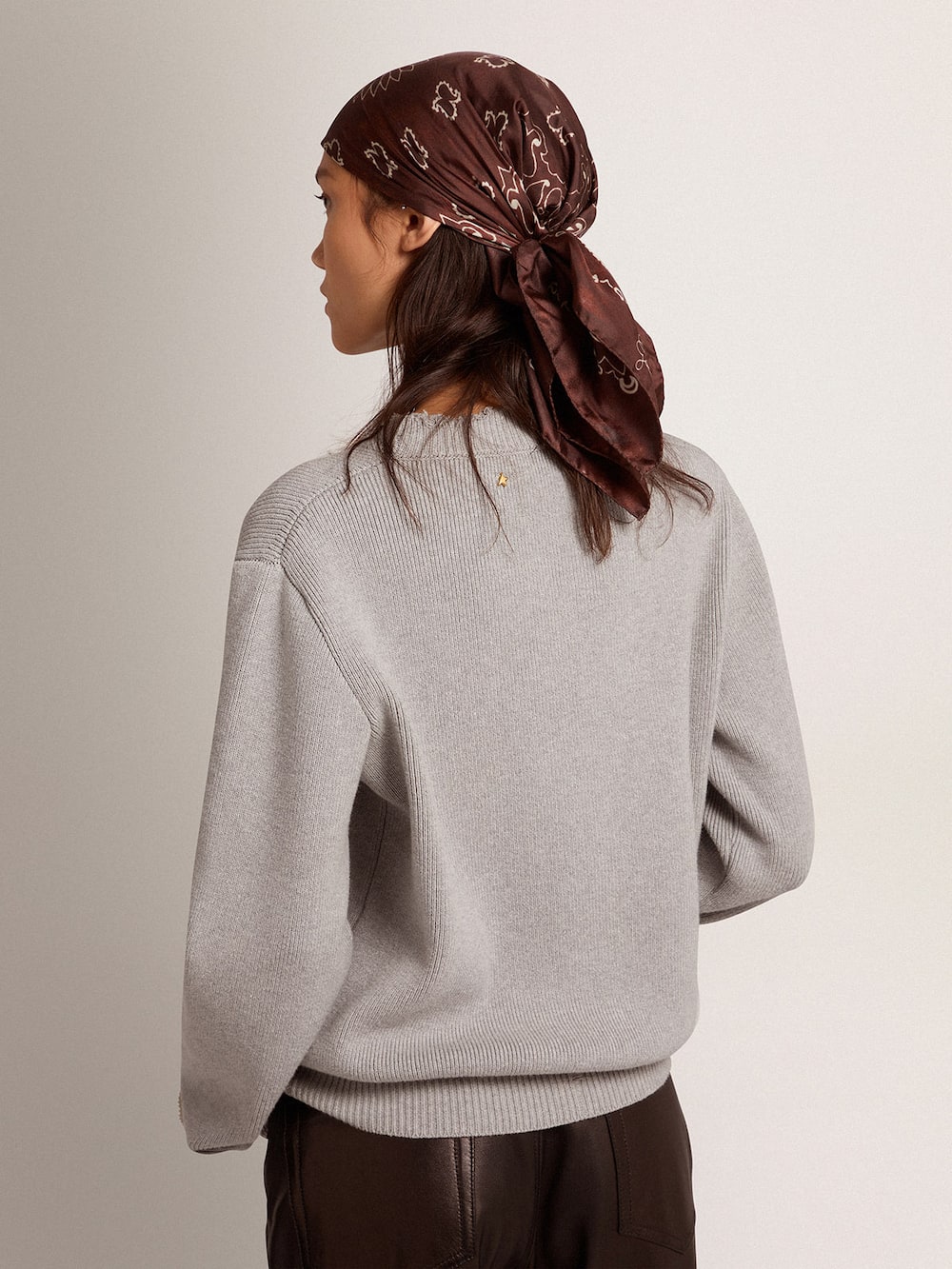 Golden Goose - Women's round-neck sweater in gray cotton in 